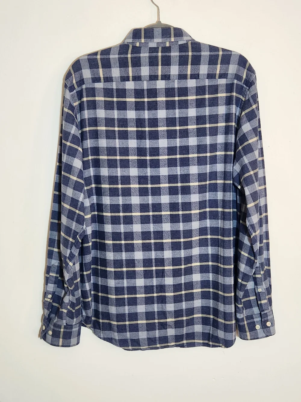 Banana Republic Blue Plaid Flannel Button Down Shirt Size Large